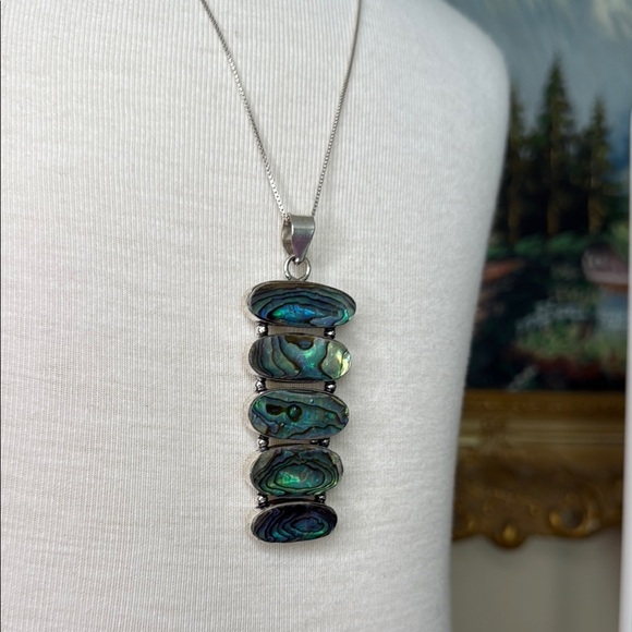 Vintage lotus pearl - Gem Vintage 925 Lotus Elegant Abalone Shell Mother of Pearl Silver Pendant